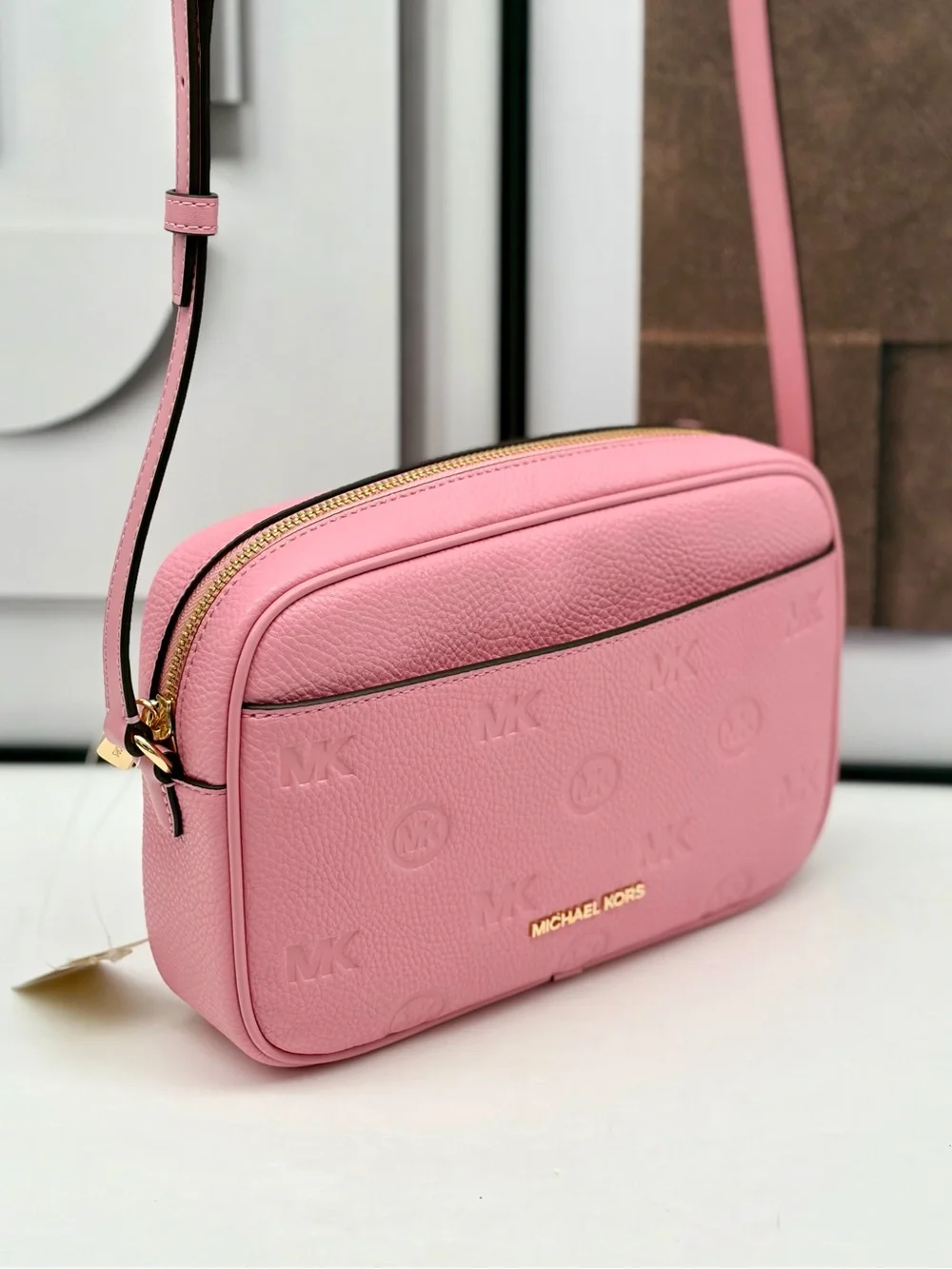 Michael Kors JET SET TRAVEL LARGE LOGO DEBOSSED CAMERA CROSSBODY BAG NWT